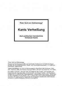 Peter Graf von Kielmansegg: Kants Verheißung