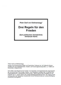 Peter Graf von Kielmansegg: 3 Regeln fuer den Frieden